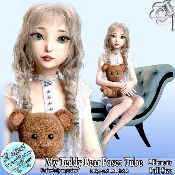 MY TEDDY BEAR POSER TUBE CU - FULL SIZE - Click Image to Close